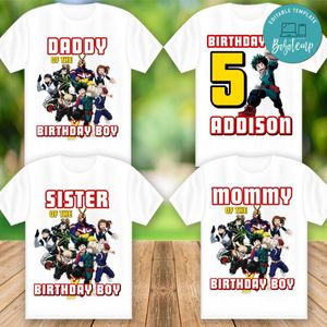 My Hero Academia Family Matching Birthday Shirt PNG File Instant Download