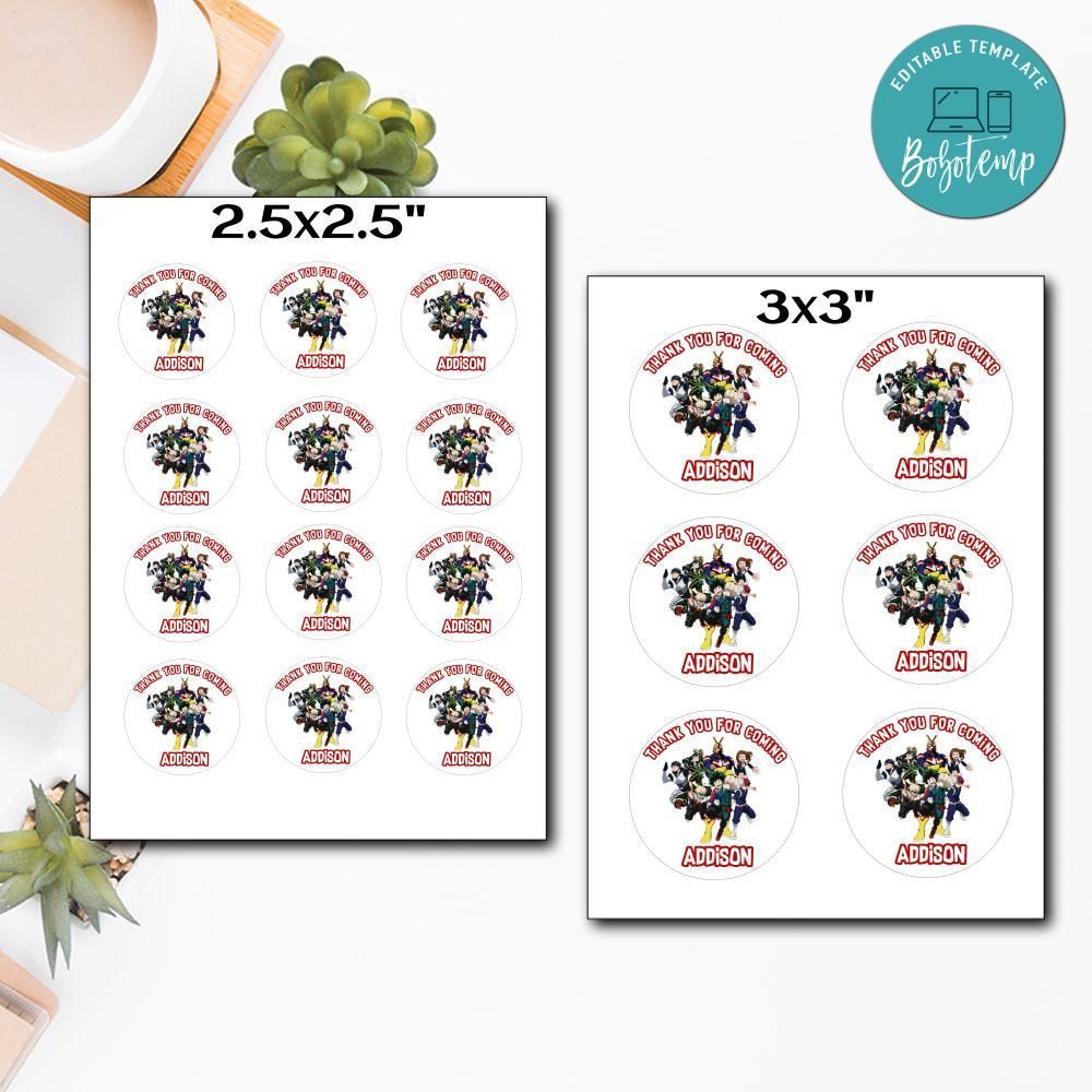Customized My Hero Academia Printed Happy Birthday Sticker Sheets