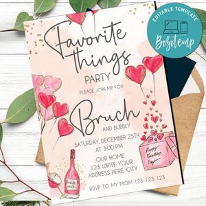 Printable Valentine's Day Brunch Invitations Instant Download