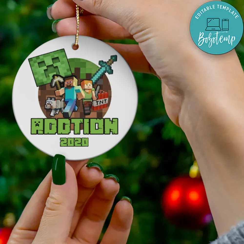 Minecraft Christmas Ornament Gift Createpartylabels