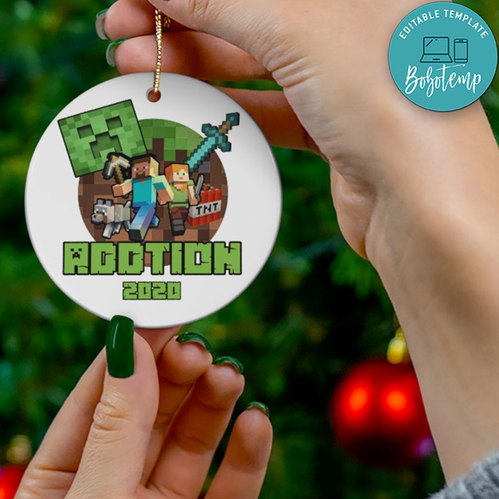 Minecraft Christmas Ornament Gift | Createpartylabels