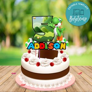 Yoshi Birthday Cake Topper Template Printable Instant Download