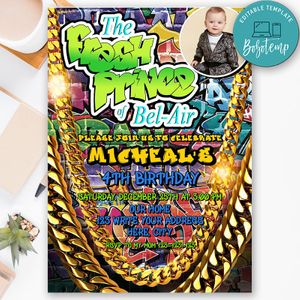 Printable The Fresh Prince Birthday Flyer With Photo Instant Download