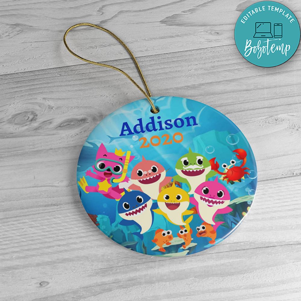 Personalized Baby Shark Christmas Plastic Ornament Sportspartydesign