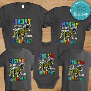 Dinosaur T Rex Birthday Family Matching Party Shirts