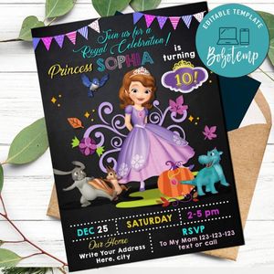 Sofia the first Invitation Customizable Template Instant Download