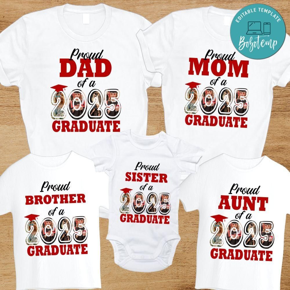 Proud Graduate Class of 2025 Family Matching With Picture PNG file template