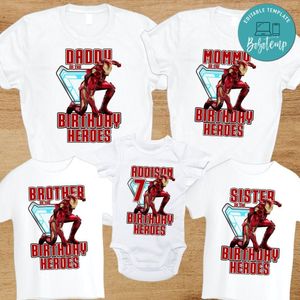 Iron Man Birthday Family Matching Party PNG file template