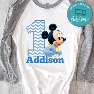Customizable Baby Mickey Mouse Birthday Iron On Transfer Tshirt Instant Download