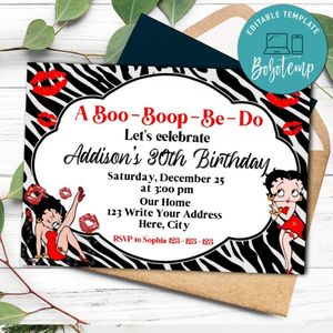 Betty Boop Birthday Flyer Template to print at home Instant Download