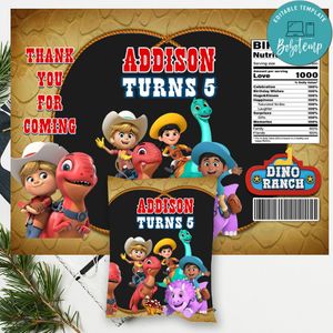 Dino Ranch Chip Bag Digital File Printable Instant Download