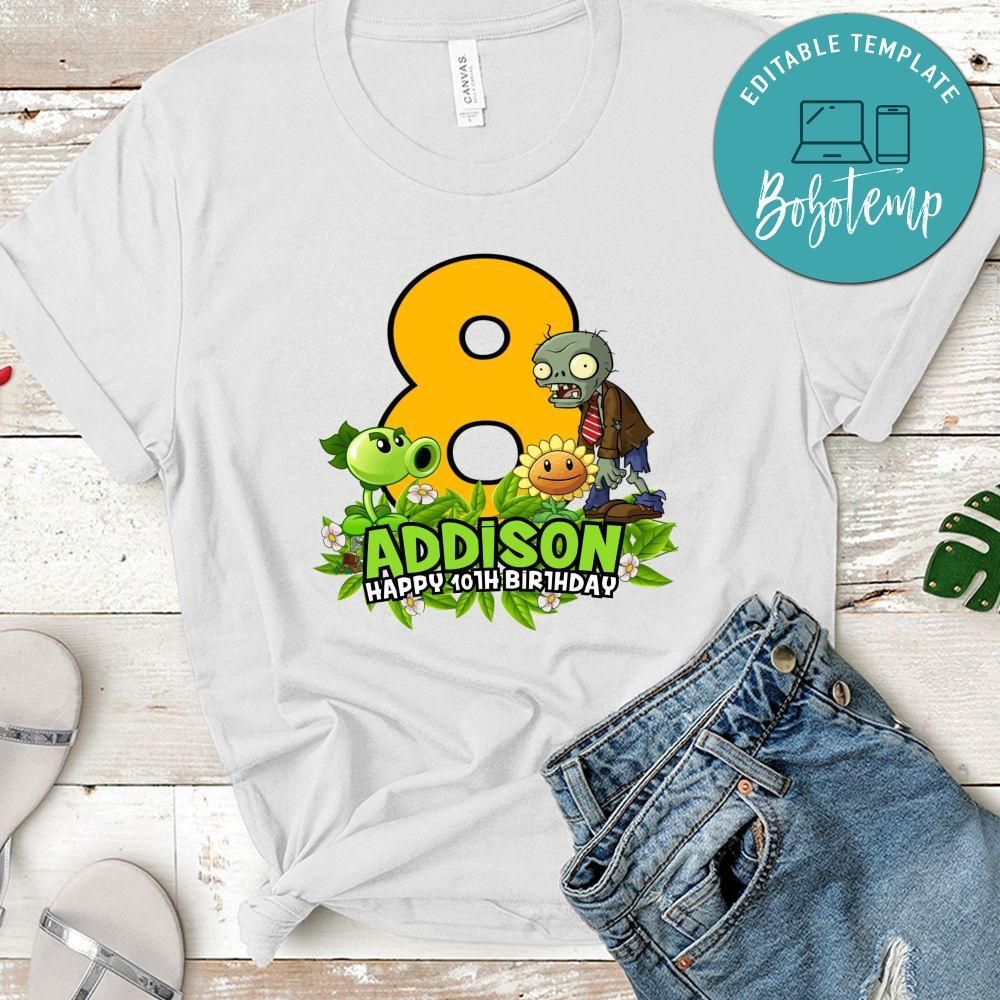 Custom Plants vs Zombies Birthday Shirt for Kid