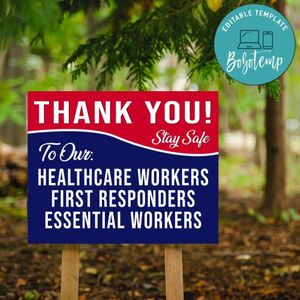 Thank You to all of Our Essential Workers Yard Sign Printable Instant Download