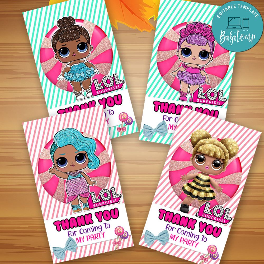 Lol Dolls Thank you tag Template to Print at Home DIY | Bobotemp