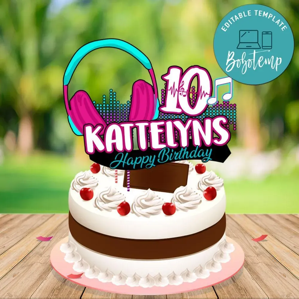 TikTok Happy Birthday Cake Topper Digital File Printable DIY | Bobotemp