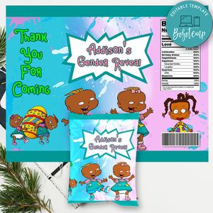 Phil and Lil african american gender reveal chip bag Digital File Printable Instant Download