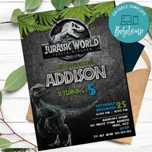 Jurassic World Invitation Customizable Template Instant Download