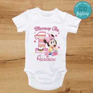 Baby Minnie Mouse First Birthday bodysuit