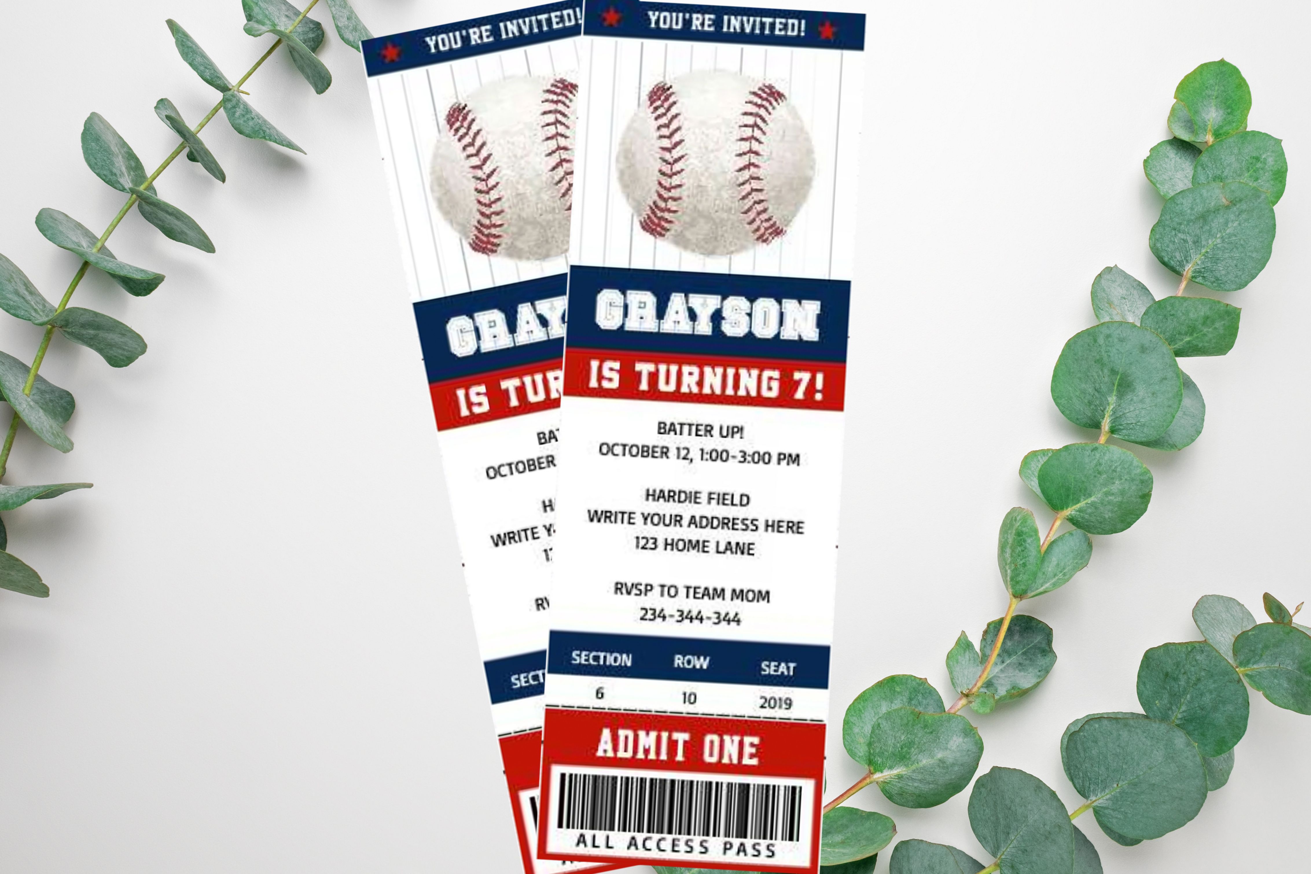 Baseball Ticket Invitation Baseball Birthday Invitations