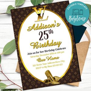 Luxury Invitation Template to print at home Instant Download