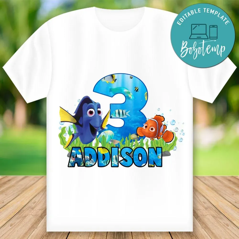 Finding Nemo Happy Birthday Shirt Png File Instant Download Bobotemp