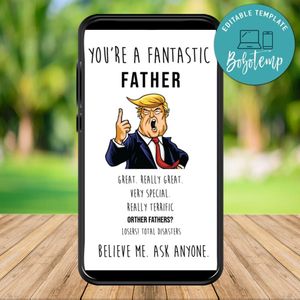 Electronic Trump Funny Father's Day Card Instant Download