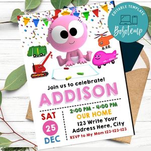 Goo Goo gaga girl Birthday Invitation Customizable Template Instant Download