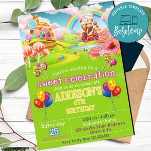 Candy land Invitation Customizable Template Instant Download