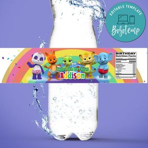 Word Party Water Bottle Label Template to Print at Home Instant Download