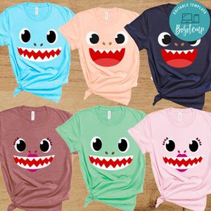 Playeras baby shark Birthday Family Vacation PNG file template