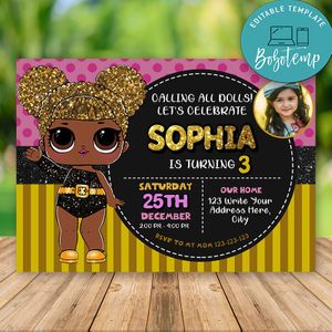 Printable Lol Surprise Queen Bee Invitations With Photo Instant Download