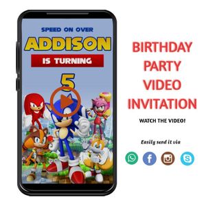 Digital Sonic the hedgehog Customizable Mp4 Video Invitation File Template Instant Download