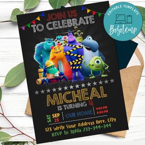 Monsters at work Invitation Customizable Template Instant Download