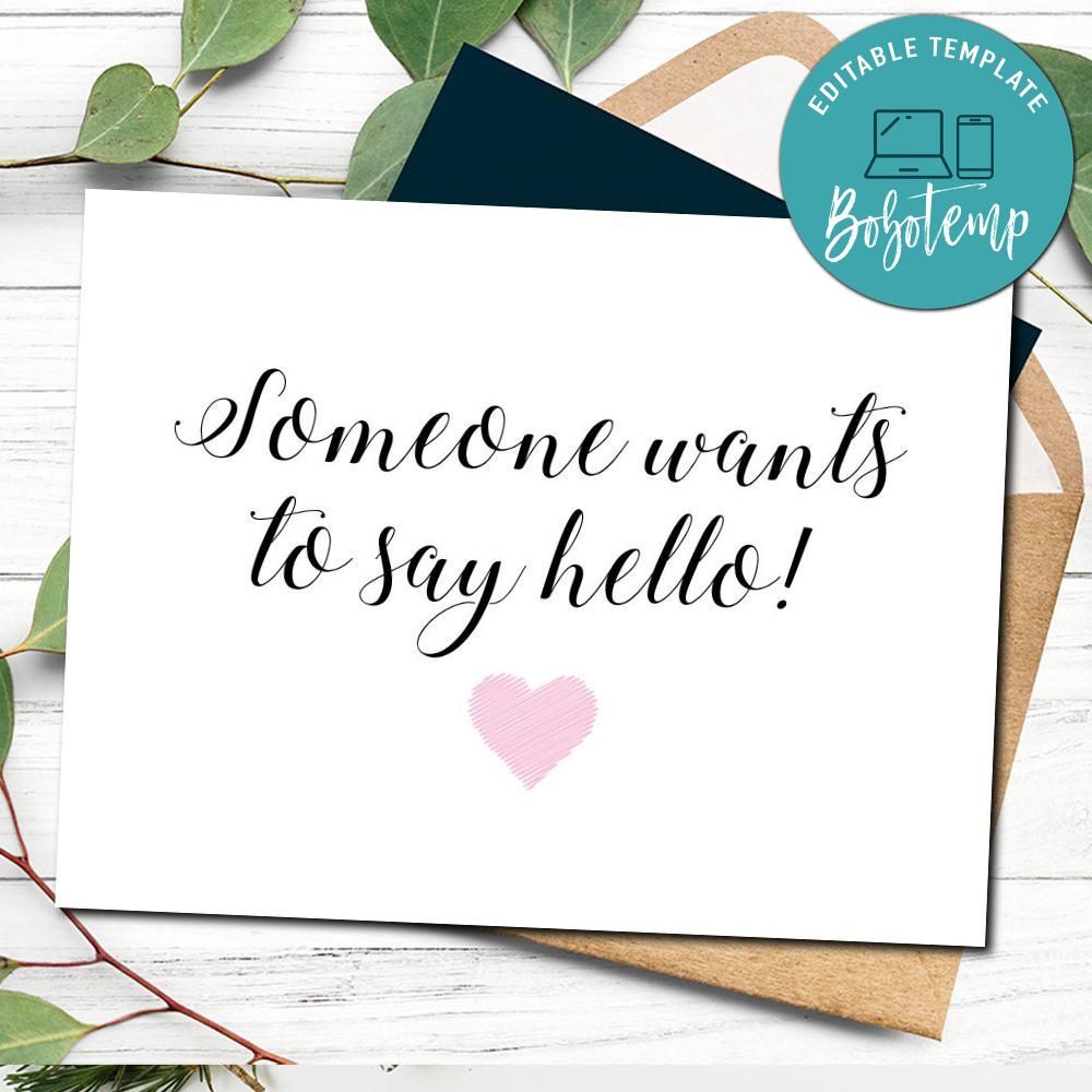 New Baby Expecting Card Template to print at home Instant Downloa ...
