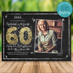Editable 60th Surprise Birthday Flyer for Woman Instant Download