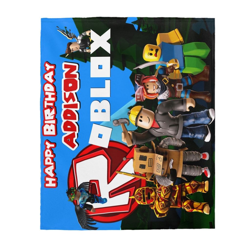 Roblox Birthday Blanket Velveteen Plush Blanket