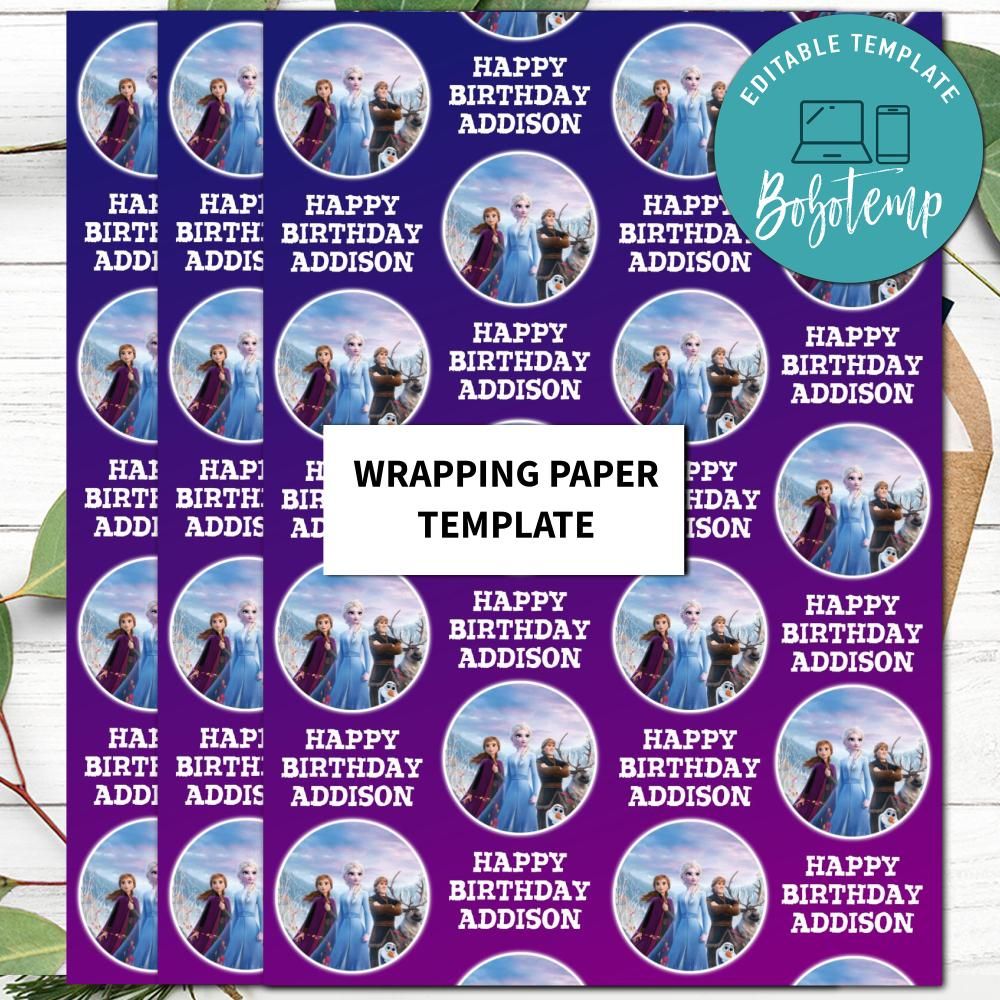 Disney Frozen 2 Gift Wrap Template to Print at Home DIY | Bobotemp