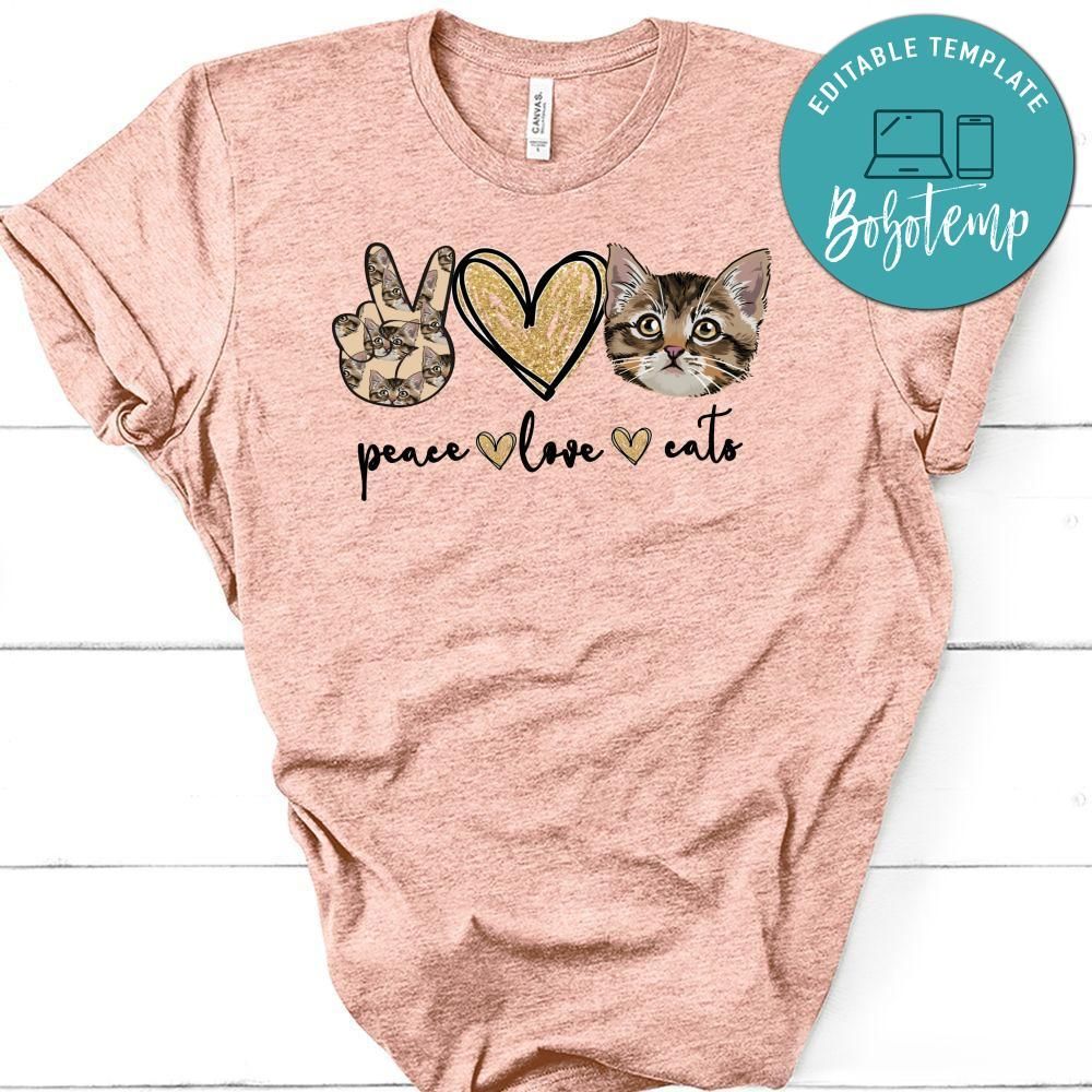 Peace Love Cats Tabby Cat PNG file template