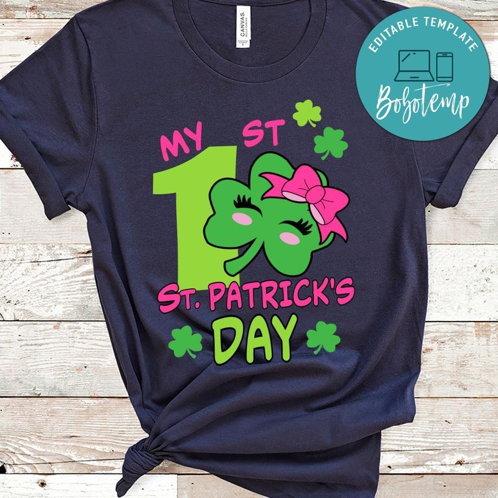 My 1st Birthday St. Patrick's Day PNG file template for Girl
