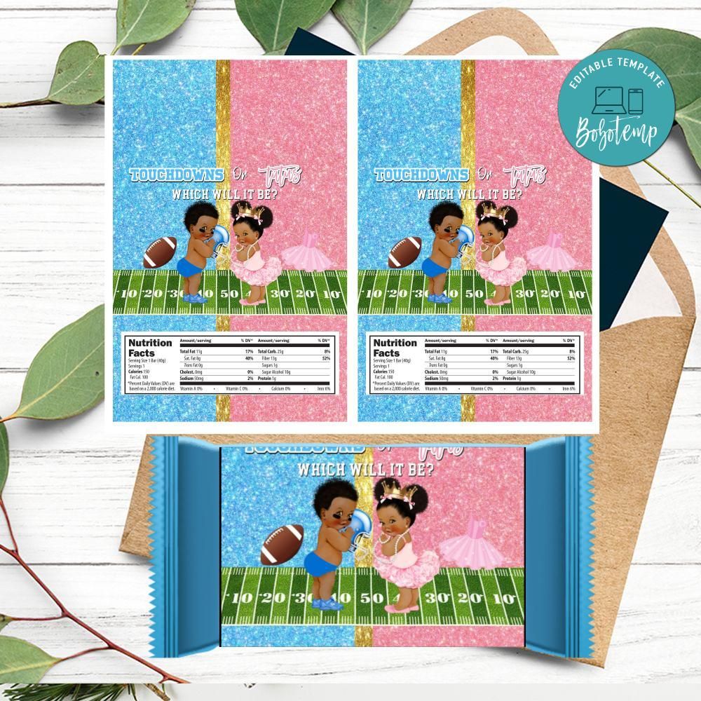 Touchdown or Tutus Candy Bar Wrapper Label Digital | Bobotemp Shop