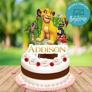 Lion King Birthday Cake Topper Template Printable Instant Download