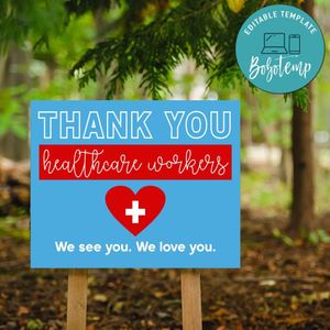 Thank You Doctors Nurse Appreciation Yard Sign Printable Instant Download