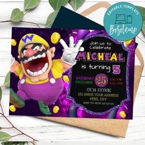 Wario Invitation Template to Print at Home Instant Download