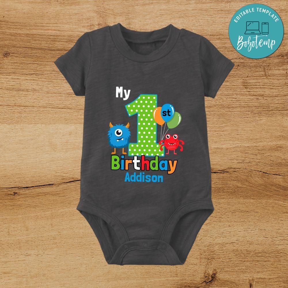 Cute Monsters 1st birthday Bodysuit - Cute Monsters First Birthday Shirt