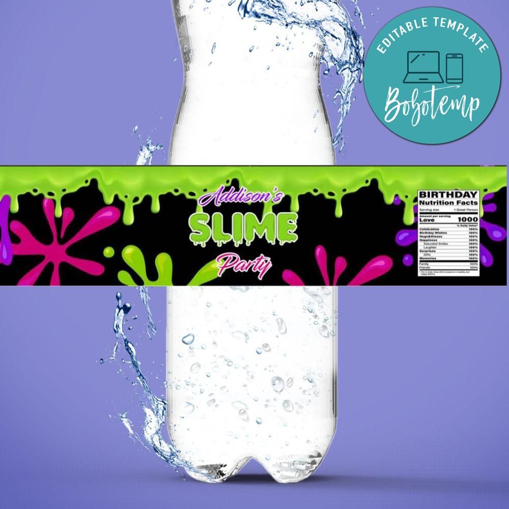 Slime Water Bottle Label Template DIY Bobotemp