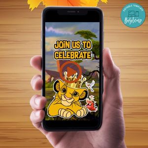 Digital Lion King Customizable Mp4 Video Invitation File Template Instant Download