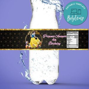 Snow White Water Bottle Label Template to Print at Home Instant Download