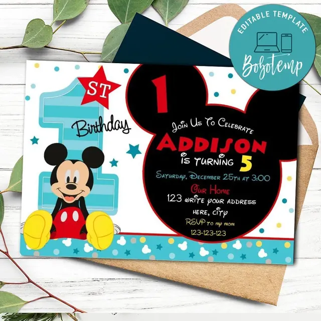 Disney Mickey Mouse First Birthday Flyer Template DIY | Bobotemp disney-mickey-mouse-first-birthday-flyer-template-diy-bobotemp