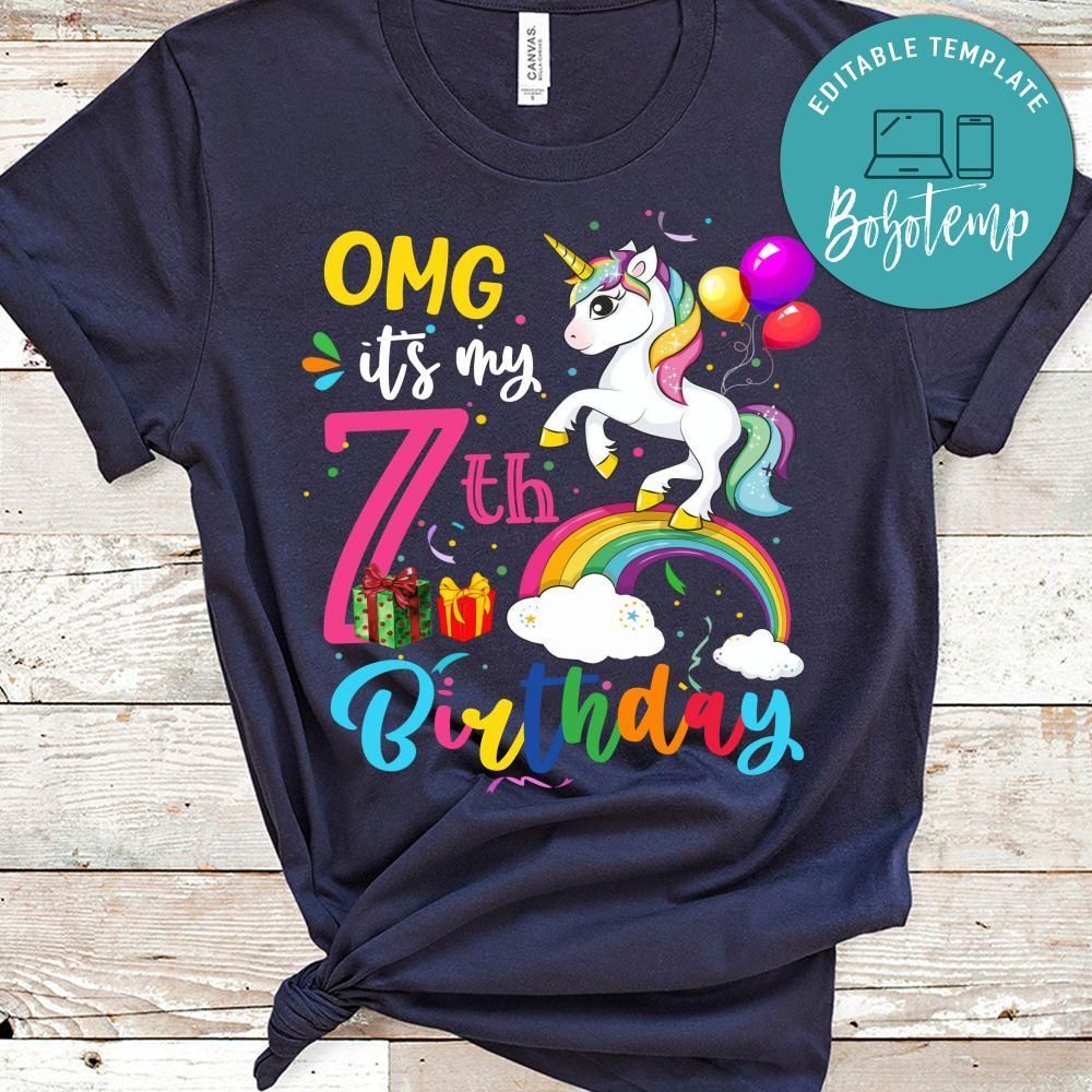 Unicorn Rainbow Birthday Girl PNG file template