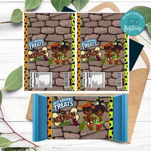 African Flintstone Birthday Rice Krispie Treat Digital File Printable Instant Download